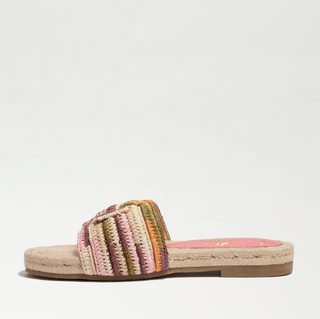 Miya Slide Sandal in Indie Pink Multi Faux Raffia