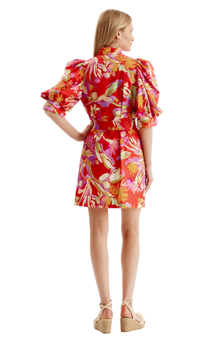 Lydia Dress in Multi Pink & Green