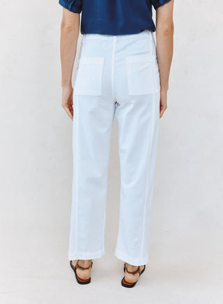 Seamed Soft Barrel Pant in White