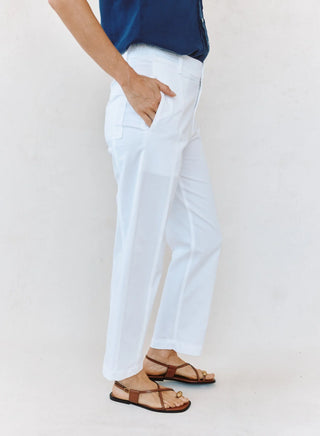 Seamed Soft Barrel Pant in White