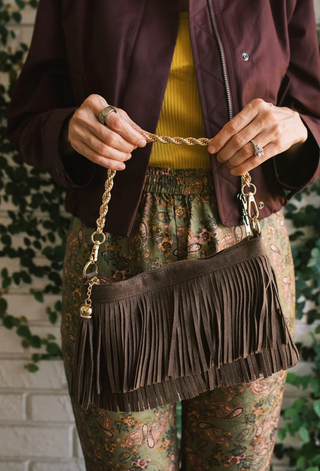 Sloane Fringe Faux Suede Clutch