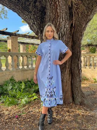 Sydney Shirtdress in Fleur Blue