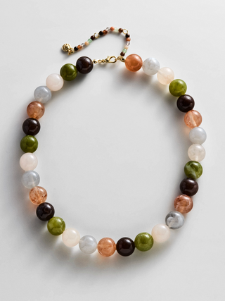 Mini Jane Beaded Necklace in Earth Tones