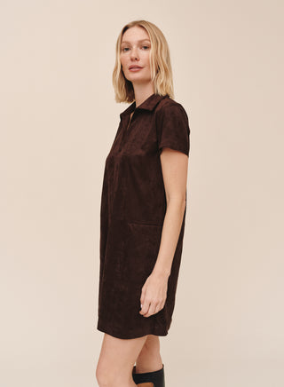 Short Sleeve Pullover Dress in Dark Roast