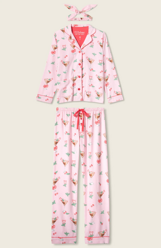 Tini Time Drink Print 3-Piece Flannel PJ Set