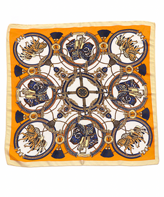 Horse Print Silky Bandana in Orange