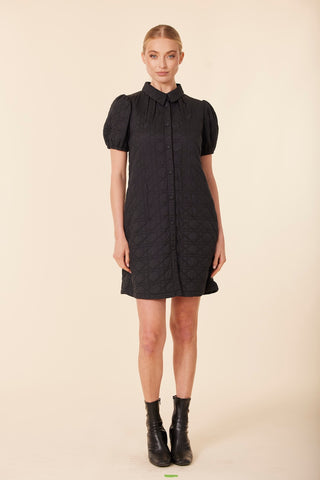 Nylon Quilted Dress in Black