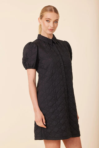 Nylon Quilted Dress in Black