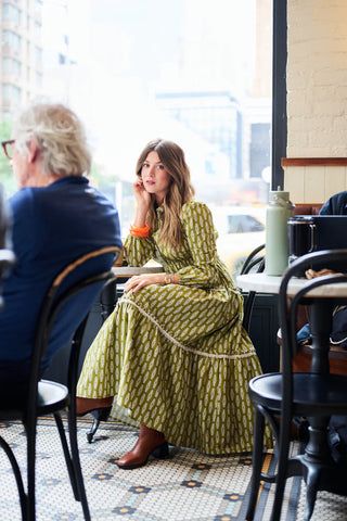 Banyan Long Sleeve Dress in Green Leaf