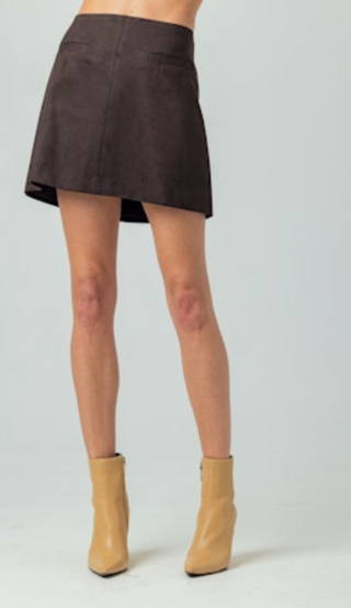 Suede mini skirt in chocolate brown