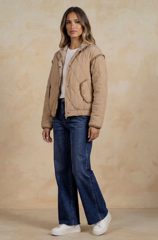 Plaid Collar Jacket in Tan