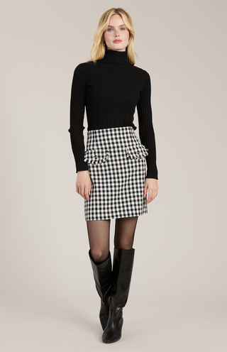 Ashley Check Skirt in Black/White