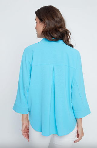 Woven Button Blouse in Ocean