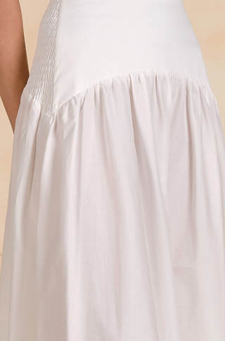 Drop Waist Maxi Skirt in White