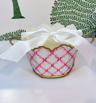pink printed chachepot candle