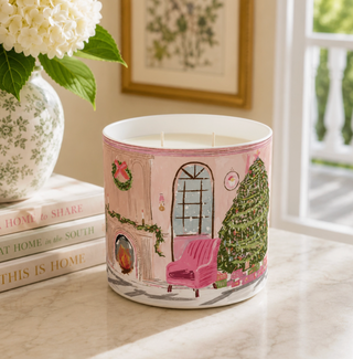 Candy Cane Cottage Hand Illustrated Soy Candle Double Wick
