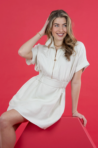 Pullover Dress in Sandshell Linen