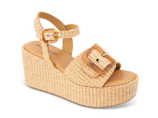Raffia Natural Wedges with Buckle