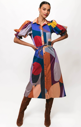 Lawrence Dress in Graphic Geo