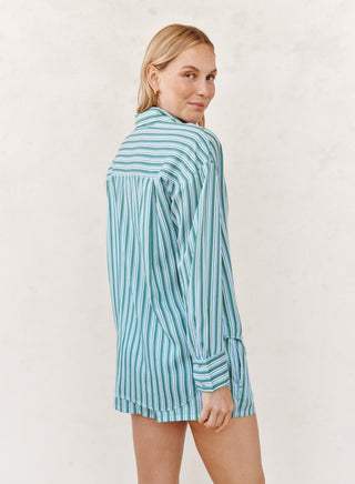 Oversized Button Down in Emerald Surf