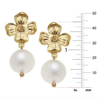 Dogwood Cotton Pearl Drop Earrings