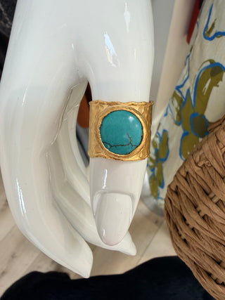 The Lucy LUXE Pearl Cuff Ring Turquoise