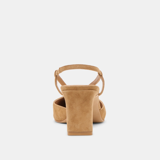 Ginay Heel in Camel Suede