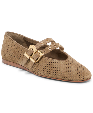 Baylee Grommet in Olive Perforated Suede