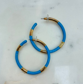 Large Enamel Hoops  - Blue/Gold