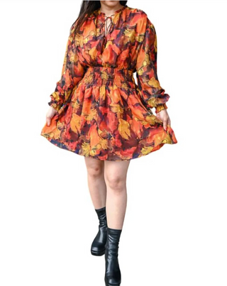 Surreal Mini Dress in Orange Multi