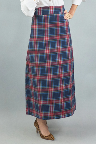 Sanibel Skirt in Navy Plaid