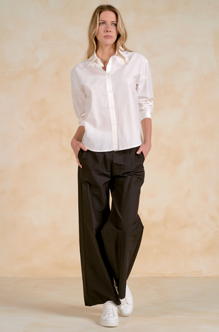Open Back Button Down in White