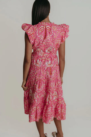 Daphne Dress in Pink Palm