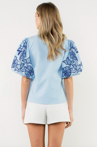 Coastal Embroidered Floral Top