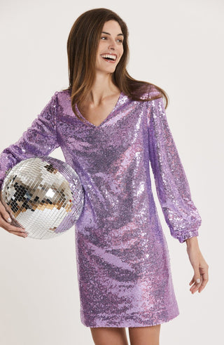 Porter Sequin Dress in Lavender