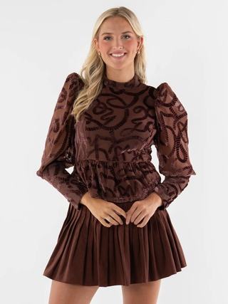 Velvet Textured Blouse with Puffed sleeves