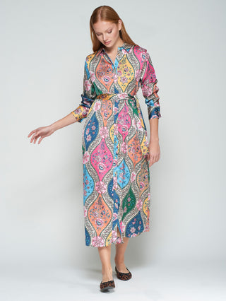 Button Down Maxi Dress in Floral Multi