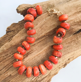 Jumbo Tribal Statement Necklace in Orange