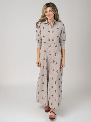Alexa Dress in Brown Stripe