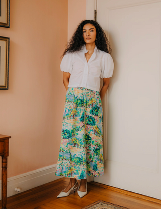 Porto Maxi Skirt in Giverny Garden Print