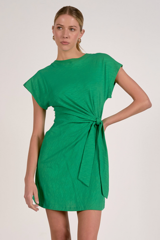 Side Tie Mini Dress in Kelly Green