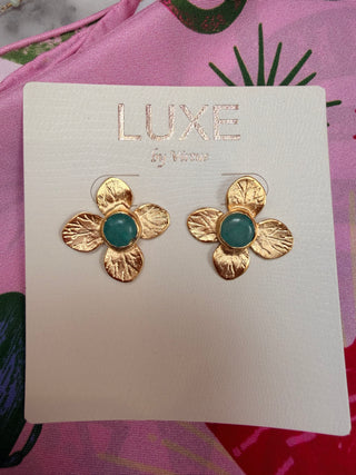 The Alisha LUXE Gemstone Flower Post Stud Mint