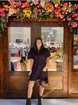 Suede Zipper Dress in Chocolate