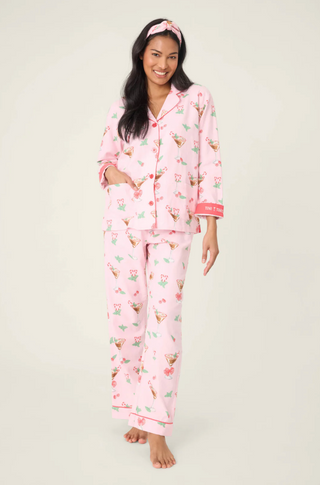 Tini Time Drink Print 3-Piece Flannel PJ Set
