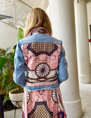 Light Denim Jacket in Blush Bit