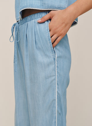 Scallop Side Seam Pant in Ombre Mist Wash