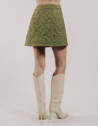 Melanie Quilted Skirt in Olive