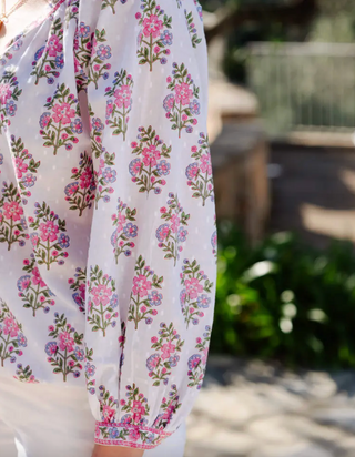 Boho Blouse in Schiffli Folk Posey
