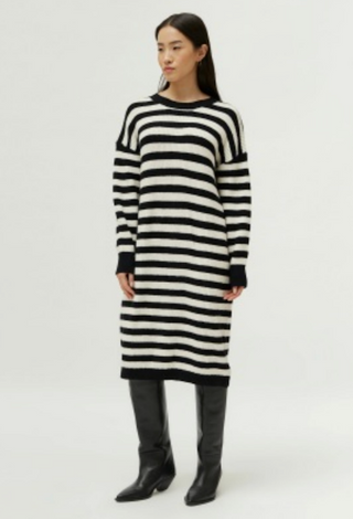 Striped Sweater Dress in Black/White