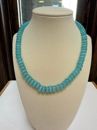 Rondelle 18" Necklace Sm Swivel Clasp- Aqua Cat